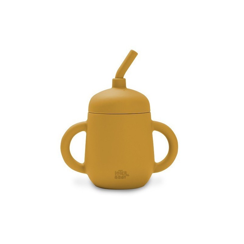 Vaso Antigoteo + Pajita Silicona Ocre Tierra