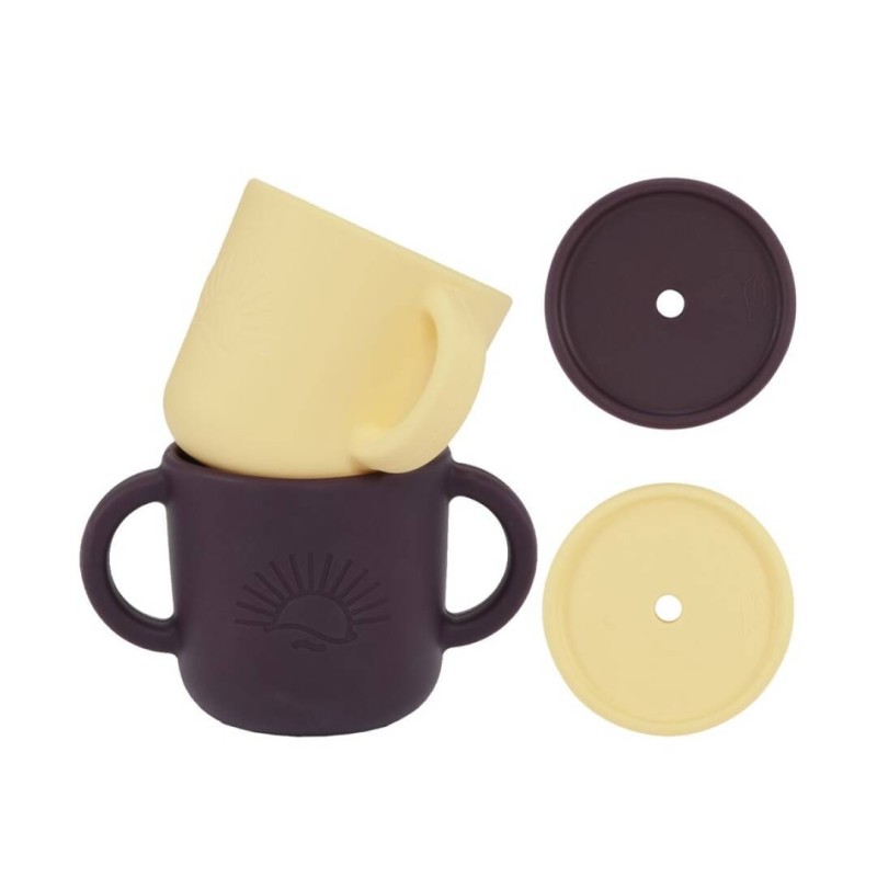 Taza con Tapa de Silicona 2 Piezas Vainilla