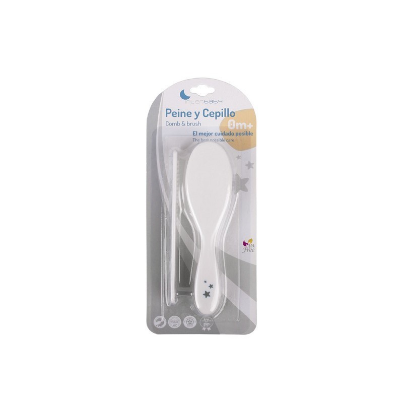 Set Peine y Cepillo Bebé Blanco Interbaby