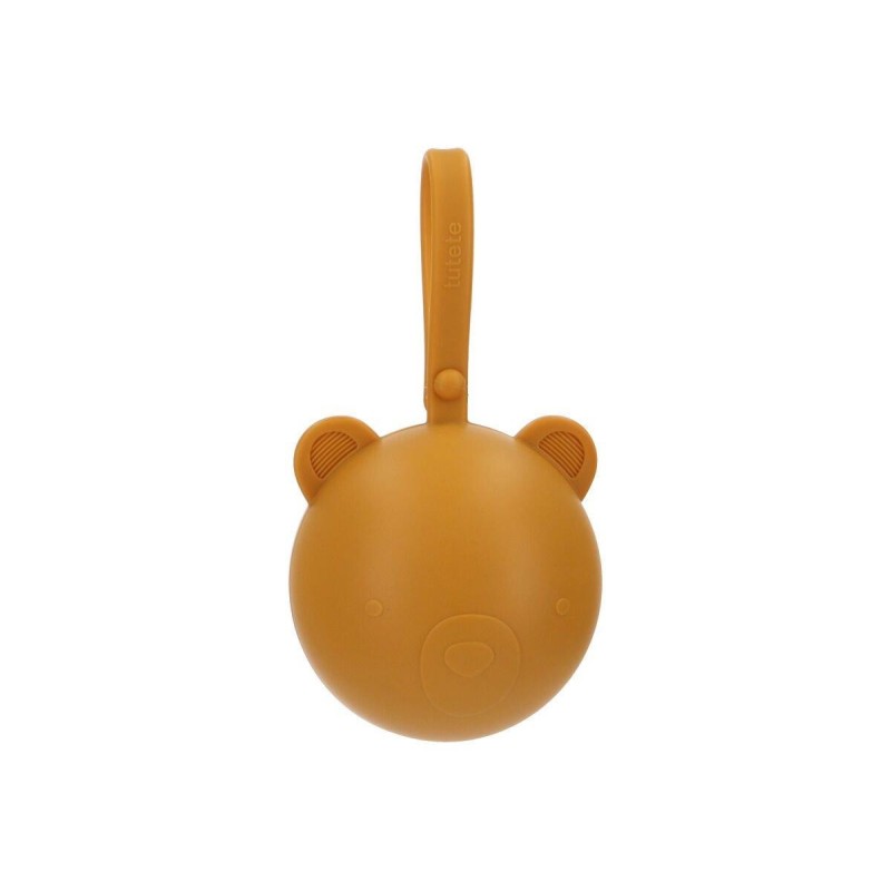 Portachupetes Silicona Bear Mostaza.