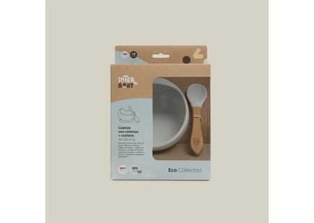 Cuenco con Ventosa + Cuchara de Silicona Interbaby