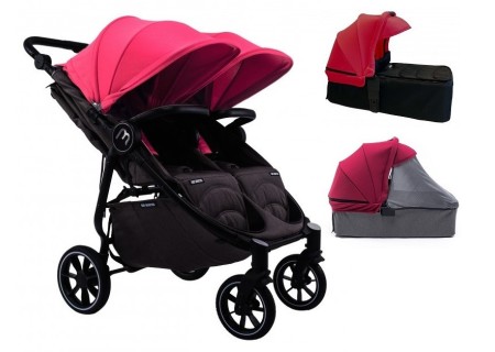 Cochecito Gemelar Easy Twin 4 Black Edition Capotas Burdeos