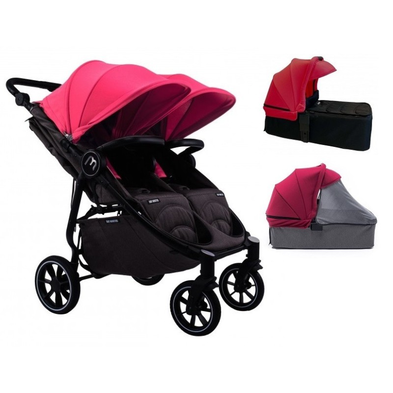 Cochecito Gemelar Easy Twin 4 Black Edition Capotas Burdeos