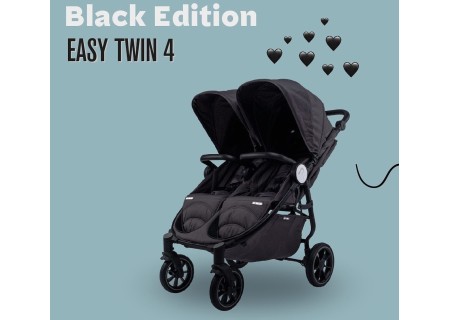 Silla Paseo Gemelar Easy Twin 4  Black + Capazo