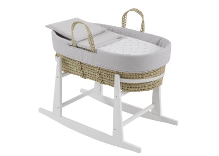 Moisés Bebé Palma Cuco Ardi Gris + Patas de Madera
