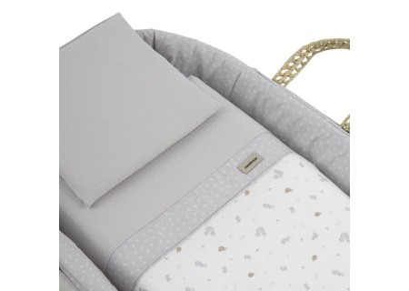 Moisés Bebé Palma Cuco Ardi Gris + Patas de Madera