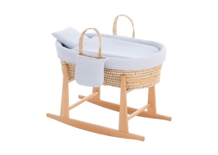 Moisés Bebé Mio Cuco CHEYENNE Cuadros Azul + Patas de Madera