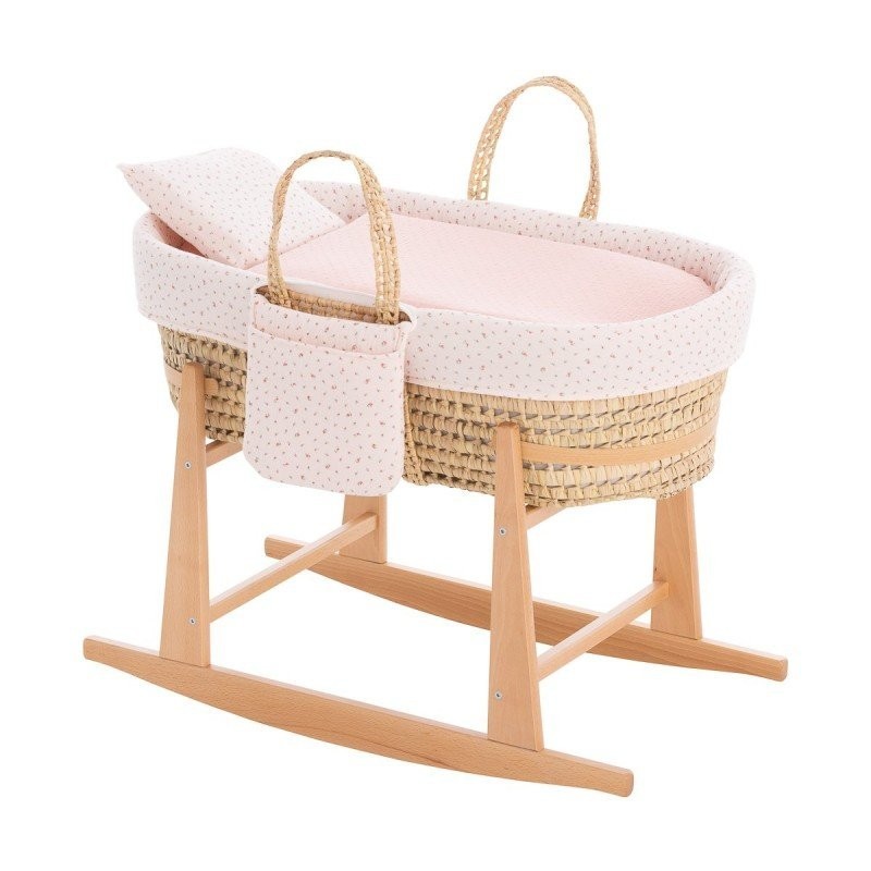 Moisés Bebé Mio Cuco HELENA Flores Plumeti + Patas de Madera