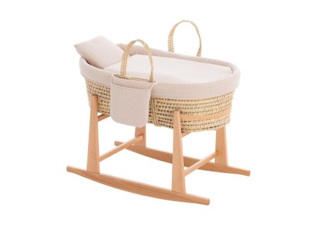 Moisés Bebé Mio Cuco TOPEKA Topos Beige + Patas de Madera