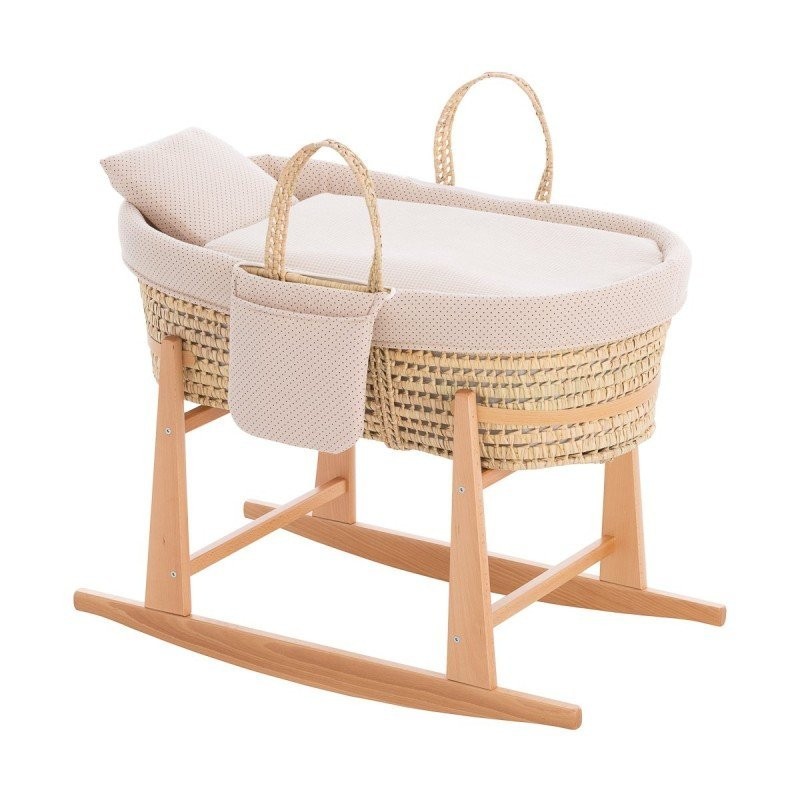 Moisés Bebé Mio Cuco TOPEKA Topos Beige + Patas de Madera