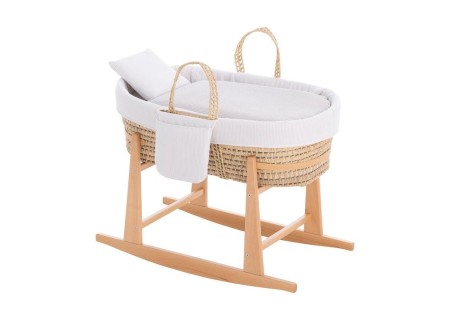 Moisés Bebé Mio Cuco PIERRE Raya Gris + Patas de Madera