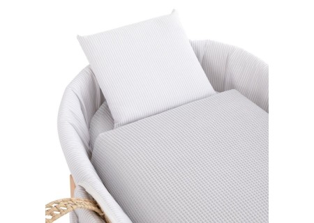 Moisés Bebé Mio Cuco PIERRE Raya Gris + Patas de Madera
