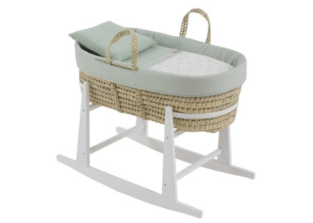 Moisés Bebé Cuco Colección Ardi Verde + Patas de Madera