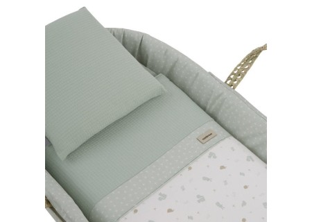 Moisés Bebé Cuco Colección Ardi Verde + Patas de Madera