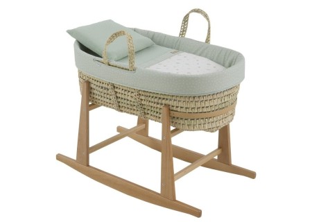 Moisés Bebé Cuco Colección Ardi Verde + Patas de Madera