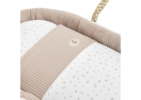 Moisés Bebé Cuco Colección RABBIT Beige + Patas de Madera