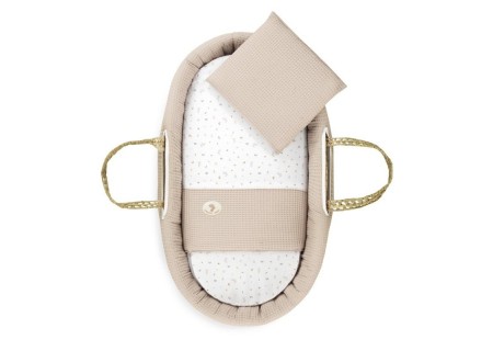 Moisés Bebé Cuco Colección RABBIT Beige + Patas de Madera