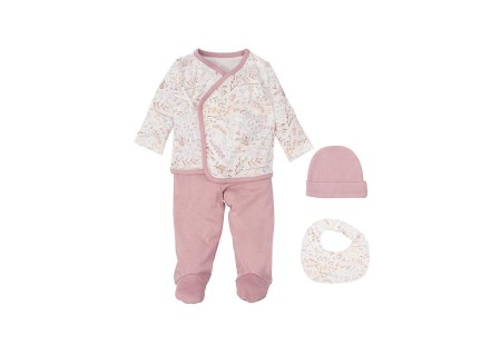Set Nacimiento 4 Piezas ( Jubón, Polaina, Gorro y Babero) Niza