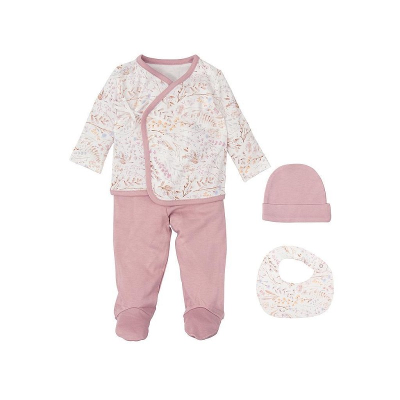 Set Nacimiento 4 Piezas ( Jubón, Polaina, Gorro y Babero) Niza