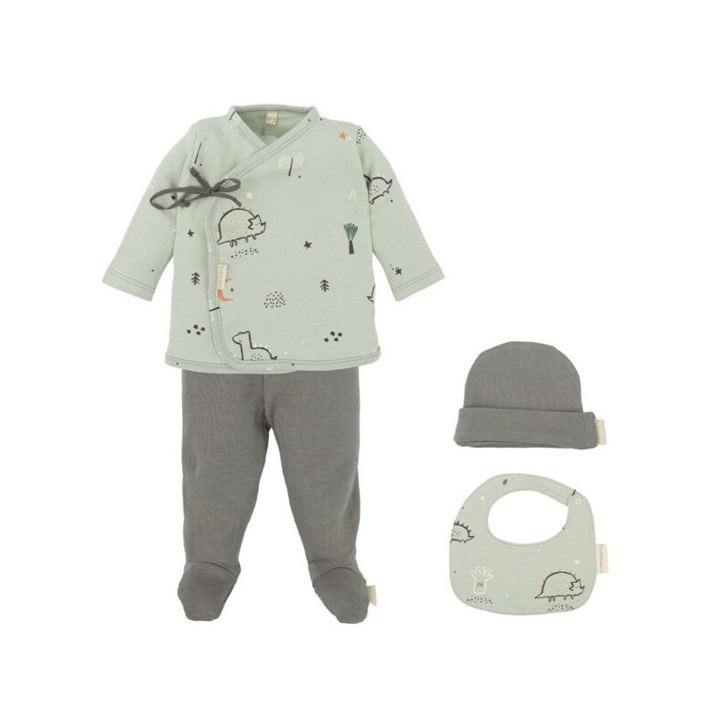 Set Nacimiento 4 Piezas ( Jubón, Polaina, Gorro y Babero) Jurasic
