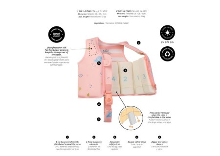 Chaleco Flotador de Aprendizaje Talla S 1-3 años Colección Seahorse