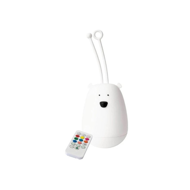 Lámpara Silicona Oso Blanco Colgador y Control Remoto