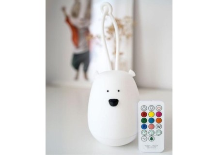 Lámpara Silicona Oso Blanco Colgador y Control Remoto