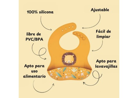 Babero Silicona con Bolsillo Chompy el León