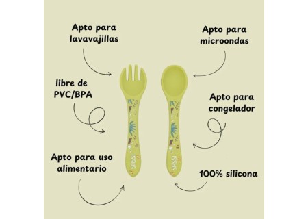 Cubiertos de Silicona Cracky el Dinosaurio