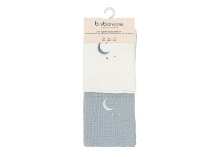Muselina Pack 2 Matalase Azul Grisáceo 60x60 Bimbidreams