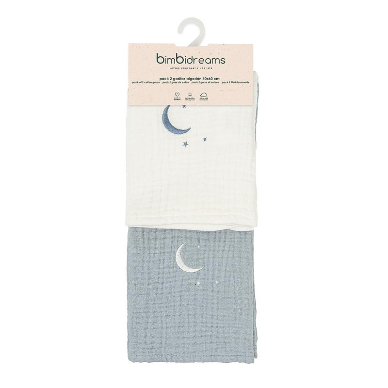Muselina Pack 2 Matalase Azul Grisáceo 60x60 Bimbidreams