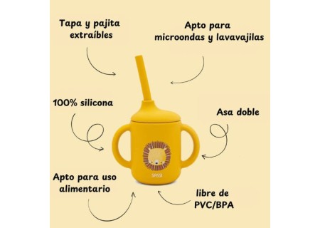 Vaso de Silicona con Pajita Colección Chompy el León