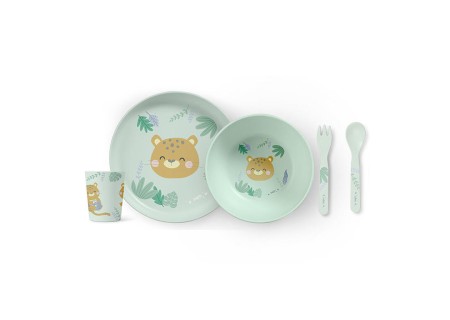 Vajilla 5 Piezas Microondas Jungle Cheetahs Hunter Mint