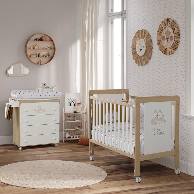 Cuna Colecho Happy  Blanco Madera