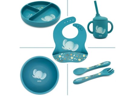 Vajilla 6 Piezas Silicona Colección Elefante de Sassi