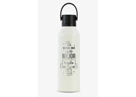 Botella Termo 600 ml. "Tu Eres Mi Mejor Regalo" Cream | Runbott | Mi Pequeño