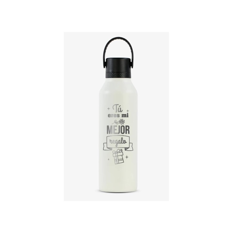 Botella Termo 600 ml. "Tu Eres Mi Mejor Regalo" Cream | Runbott | Mi Pequeño